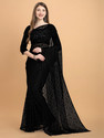 VANRAJ CREATION Self Design Bollywood Net Saree (Black)