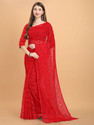 VANRAJ CREATION Self Design Bollywood Net Saree (Red)