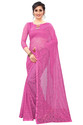 VANRAJ CREATION Self Design Bollywood Net Saree (Pink)