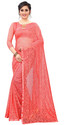 VANRAJ CREATION Self Design Bollywood Net Saree (Pink)