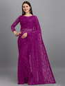 VANRAJ CREATION Self Design Bollywood Net Saree (Purple)