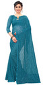 VANRAJ CREATION Self Design Bollywood Net Saree (Light Blue)