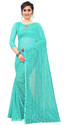 VANRAJ CREATION Self Design Bollywood Net Saree (Light Blue)