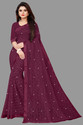 VANRAJ CREATION Self Design Bollywood Net Saree (White)