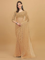 VANRAJ CREATION Self Design Bollywood Net Saree (Beige)