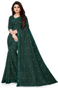 VANRAJ CREATION Self Design Bollywood Net Saree (Dark Green)