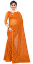 VANRAJ CREATION Self Design Bollywood Net Saree (Orange)