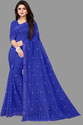 VANRAJ CREATION Self Design Bollywood Net Saree (White)