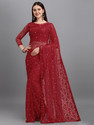 VANRAJ CREATION Self Design Bollywood Net Saree (Maroon)