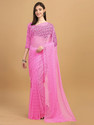 VANRAJ CREATION Self Design Bollywood Net Saree (Pink)