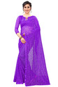 VANRAJ CREATION Self Design Bollywood Net Saree (Purple)