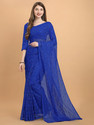 VANRAJ CREATION Self Design Bollywood Net Saree (Blue)
