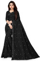 VANRAJ CREATION Self Design Bollywood Net Saree (Black)