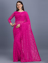 VANRAJ CREATION Self Design Bollywood Net Saree (Pink)