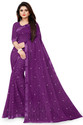VANRAJ CREATION Self Design Bollywood Net Saree (Purple)