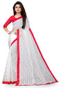 VANRAJ CREATION Self Design, Floral Print Bollywood Net Saree (Red)