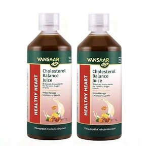 vansaar 45 cholesterol balance juice 1l  cholesterol care amp heart health supplement with arjuna garlic amp 6 potent herbs  ayurvedic supplement for 45 adults