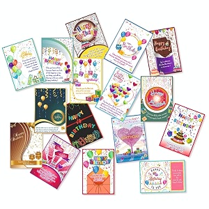 vantagekart birthday greeting cards set of 16  a5 size 300 gsm multicolor cards  write your own wishes  for brother sister husband wife parents amp friends