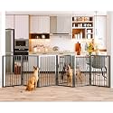 Vantas 120" x 32" Foldable Freestanding Extra Wide Dog Gate with Door,Black