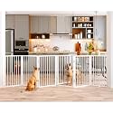 Vantas 120" x 32" Foldable Freestanding Extra Wide Dog Gate with Door,White