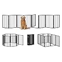 Vantas 160" x 32" Foldable Freestanding Extra Wide Dog Gate with Door,Black