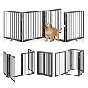 Vantas 80" x 24" Foldable Freestanding Extra Wide Dog Gate with Door,Black