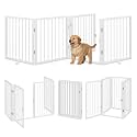 Vantas 80" x 24" Foldable Freestanding Extra Wide Dog Gate with Door,White