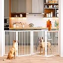 Vantas 80" x 32" Foldable Freestanding Extra Wide Dog Gate with Door,White