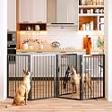 Vantas 80" x 32" Foldable Freestanding Extra Wide Dog Gate with Door,Black