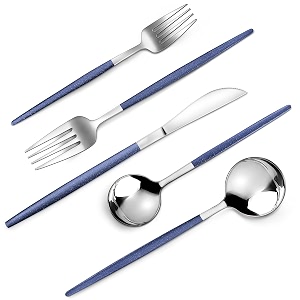 vanvro - 20 piece stainless steel satin finish cutlery set service for 4 home and restaurant dishwasher safe