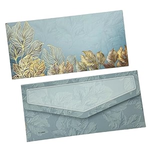 pack of 10 flower printed design shagun envelopes for gifting cash money cover matte finish paper tuck flap designer fancy sagan lifafa wedding 18 x 9 cm sky green color