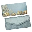 Pack of 10, Flower Printed Design Shagun Envelopes for Gifting Cash Money Cover Matte Finish Paper Tuck Flap Designer Fancy Sagan Lifafa Wedding, 18 X 9 cm, Sky Green Color