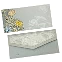 Pack of 20, Floral Design Fancy Shagun Envelopes for Gifting Money Rectangle Shape Matte Finish Paper Designer Sagan Lifafa Wedding Cash, 19 X 9 cm, Grey Color