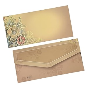 pack of 20 golden bloom classic design fancy shagun envelopes for gifting money rectangle shape matte finish paper designer sagan lifafa wedding cash 19 x 9 cm champagne beige color