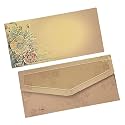Pack of 20, Golden Bloom Classic Design Fancy Shagun Envelopes for Gifting Money Rectangle Shape Matte Finish Paper Designer Sagan Lifafa Wedding Cash, 19 X 9 cm, Champagne Beige Color