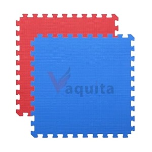 vaquita puzzle exercise mat  100cm x 100cm  reversible interlocking gym amp yoga mat  kabaddi amp play mat red amp blue 30mm- 10 mats