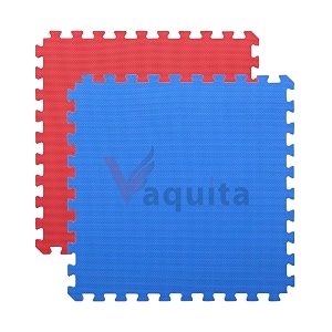 vaquita puzzle exercise mat  100cm x 100cm  reversible interlocking gym amp yoga mat  kabaddi amp play mat red amp blue 25mm- 2 mats