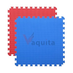 vaquita puzzle exercise mat  100cm x 100cm  reversible interlocking gym amp yoga mat  kabaddi amp play mat red amp blue 30mm- 6 mats