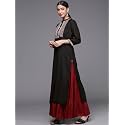 Varanga Women Black Straight Kurta with Embroidered