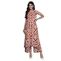 Varanga Women Solid Straight Kurta Trouser Set | Pure Cotton Fabric | Sleeveless Round Neck | Elastic Waist| Casual &amp; Summer Wear
