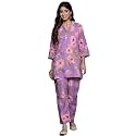 Varanga Women Lavender Floral Printed Cotton Co-Ords