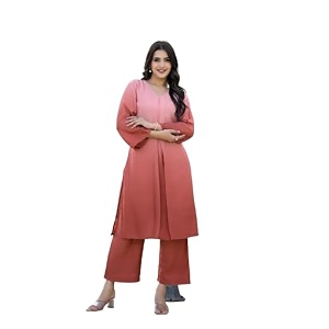 Varanga Women Ombre Coral A-Line Kurta Set