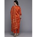 Varanga Women Rust Round Neck Woven Design