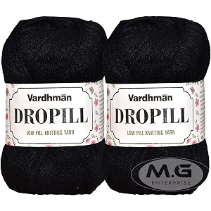 vard hman dropill black 200 gms wool ball hand knitting woolart craft soft fingering crochet hook yarn needle knitting yarn thread dyed-un art-acec