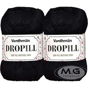 vard hman dropill black 400 gms wool ball hand knitting woolart craft soft fingering crochet hook yarn needle knitting yarn thread dyed-un art-acec