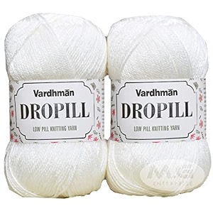vard hman dropill white 300 gms wool ball hand knitting woolart craft soft fingering crochet hook yarn needle knitting yarn thread dyed-vn art-aced