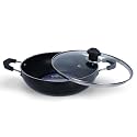 Vardan 26 cm Kadhai with Glass Lid | Non Stick Kadhai Deep Stir Fry Pan with Glass Lid Aluminium Kadhai | Made in India