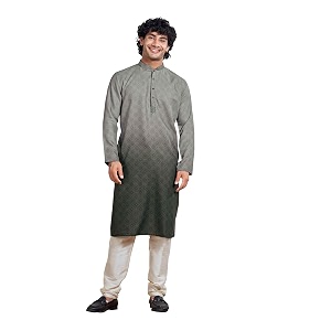 Vardha Mens Cotton Shaded Printed Kurta with