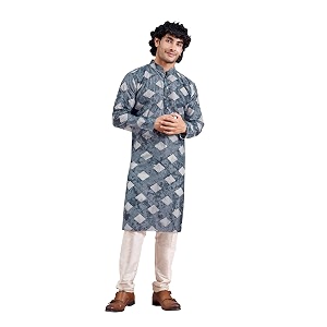 vardha men39s viscose sequence slim kurta self patterned with block print shibori dyed kurtas for men mandarin collar long kurta39s