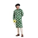 Vardha Men's Viscose Sequence Slim Kurta, Self Patterned with Block Print, Shibori Dyed Kurtas for Men, Mandarin Collar Long Kurta's